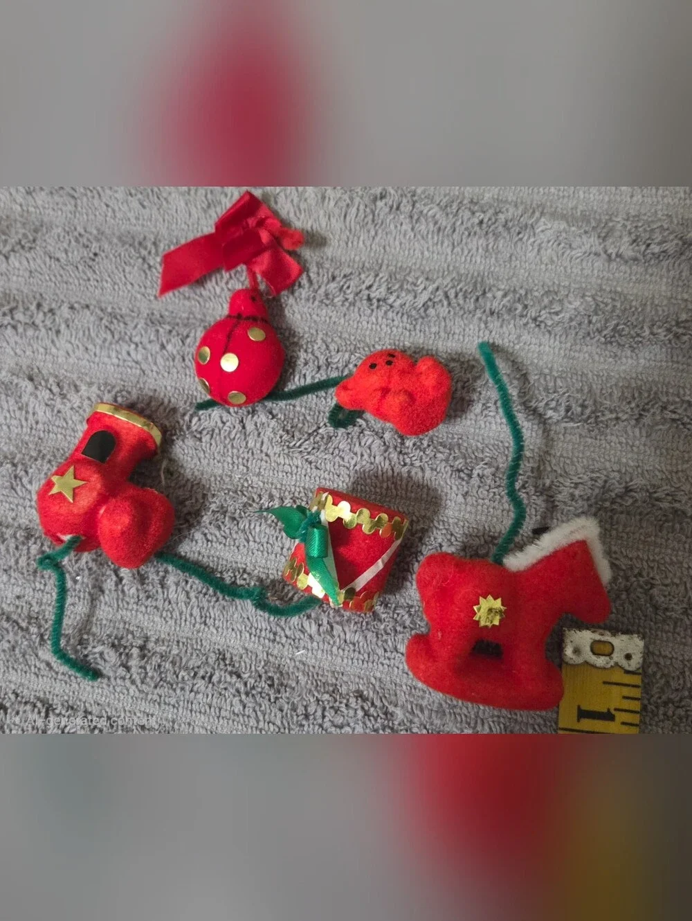 Vintage Lot Of Flocked Miniature Ornaments/picks